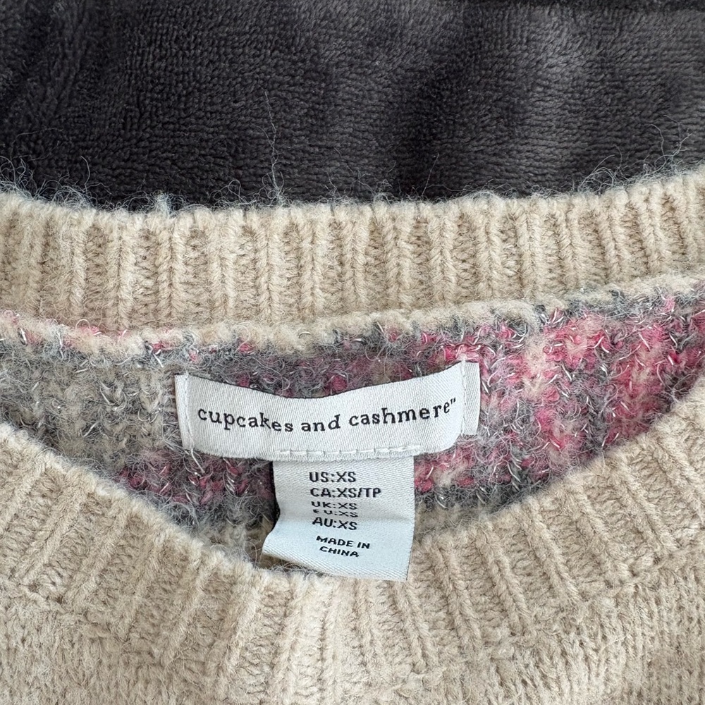cupcakes & cashmere Beige and Pink Love Sweater - Picture 2 of 2
